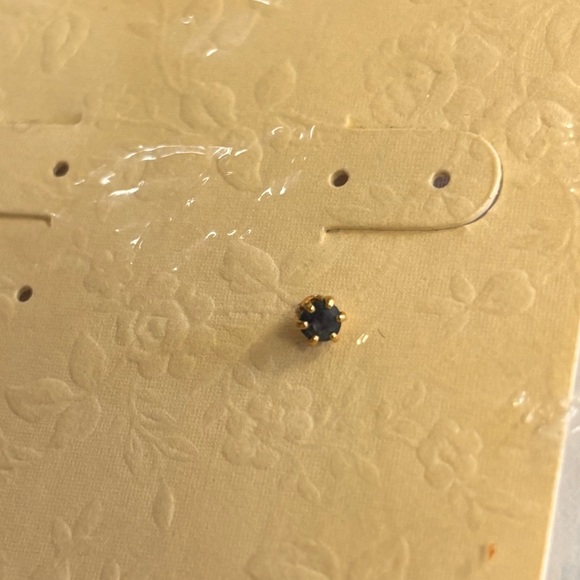 14K Solid Gold, Sapphire Dainty  Stud Earring. - Picture 12 of 12